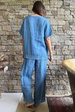 Benji Linen Wave Y Tee Denim